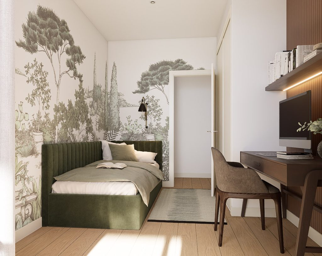 Second bedroom with desk area
